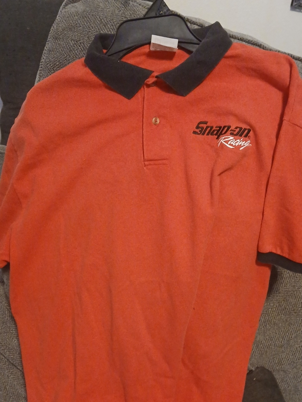 Hanes Red Polo with Black Collar and Logo
